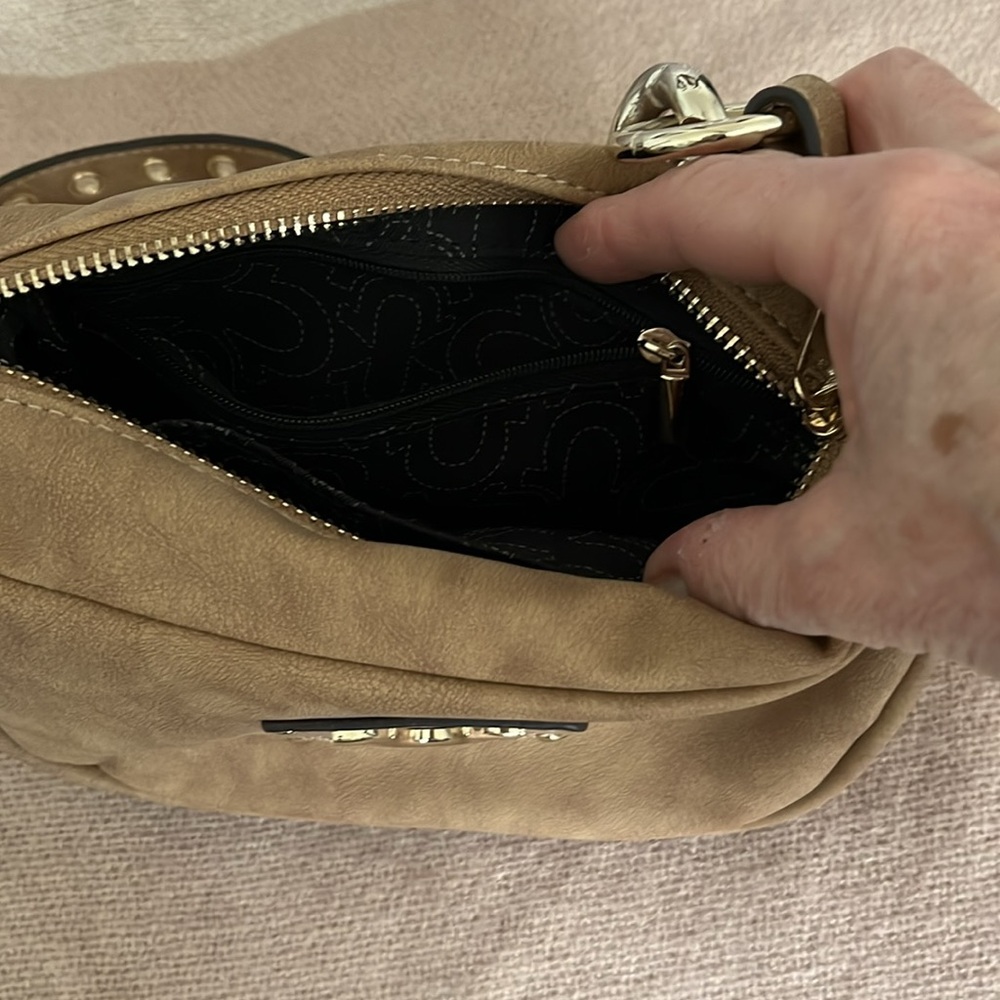 True Religion Tan Mini Bag with Gold Chain - Picture 5 of 6